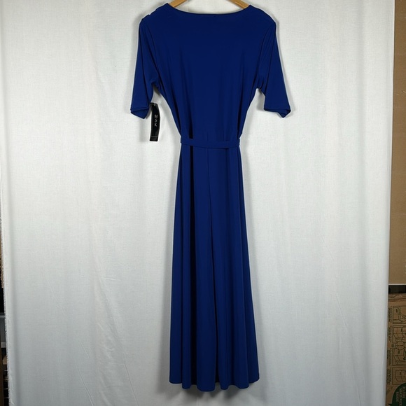 MSK Goddess Blue Midi Dress NWT Tie Waist Business Casual Work Office Stretchy M - Picture 7 of 13